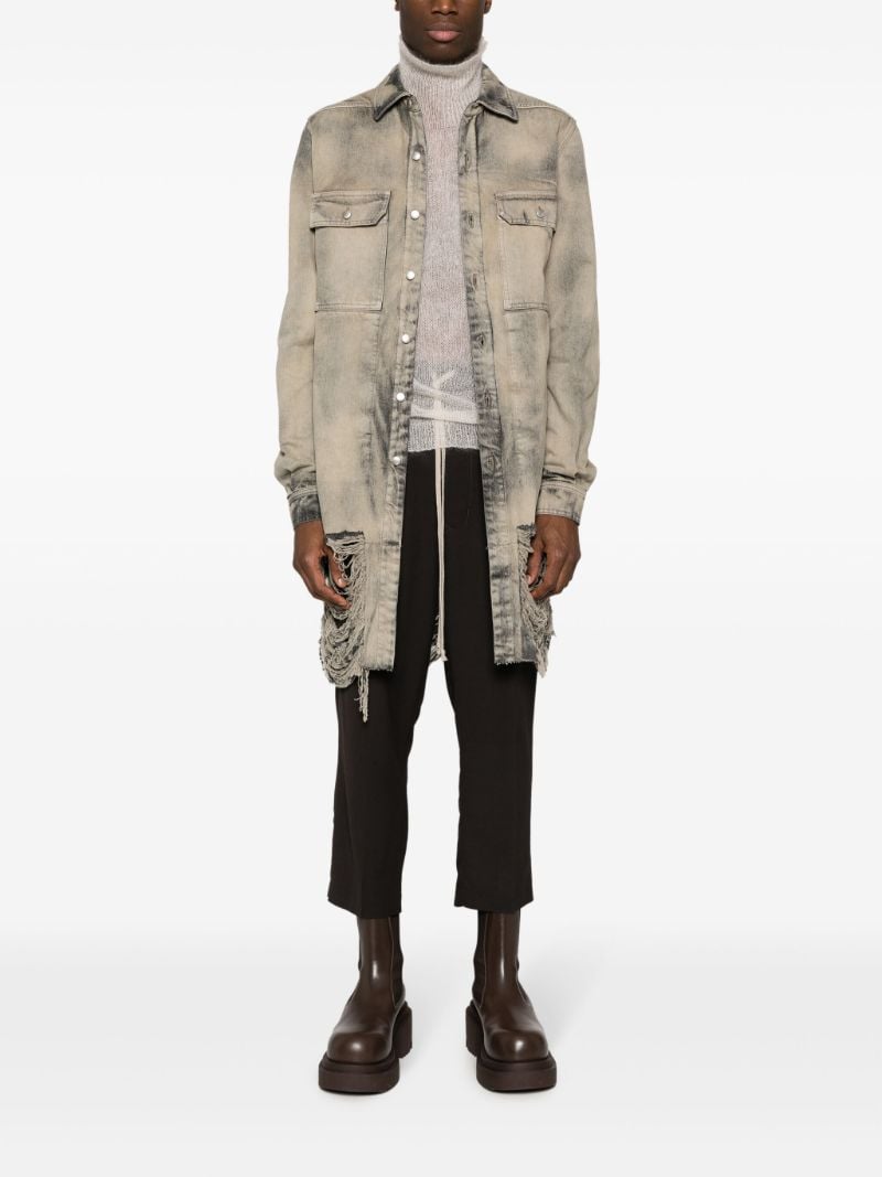 Grey Distressed Denim Shirt Jacket