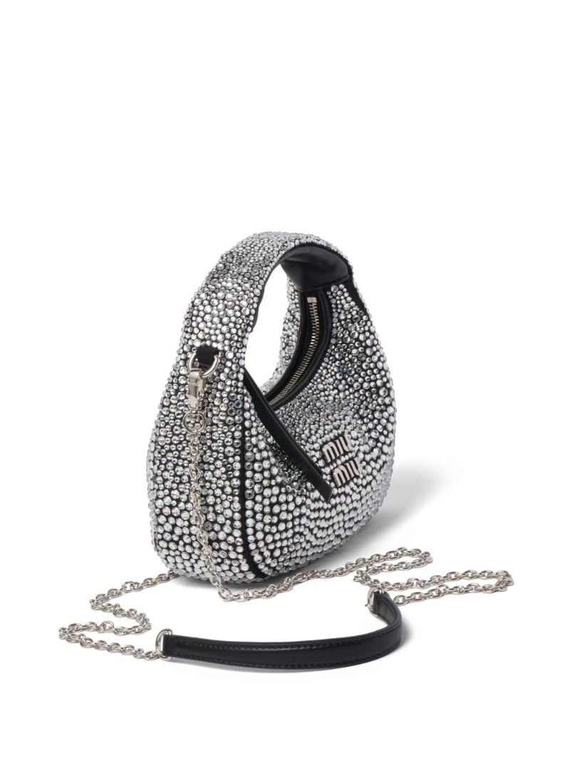 Black Wander Crystal-embellished Satin Mini Bag