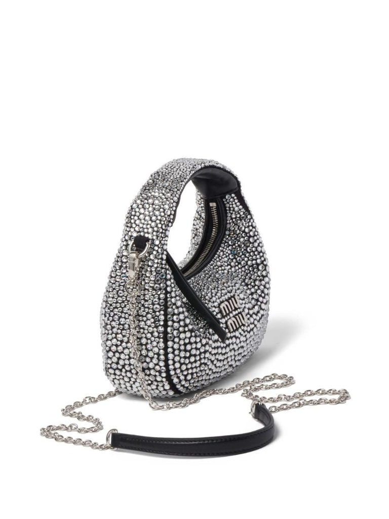 Black Wander Crystal-embellished Satin Mini Bag