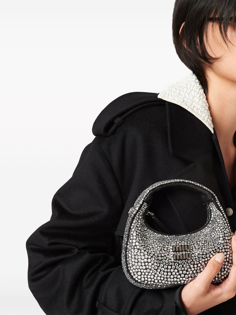 Black Wander Crystal-embellished Satin Mini Bag