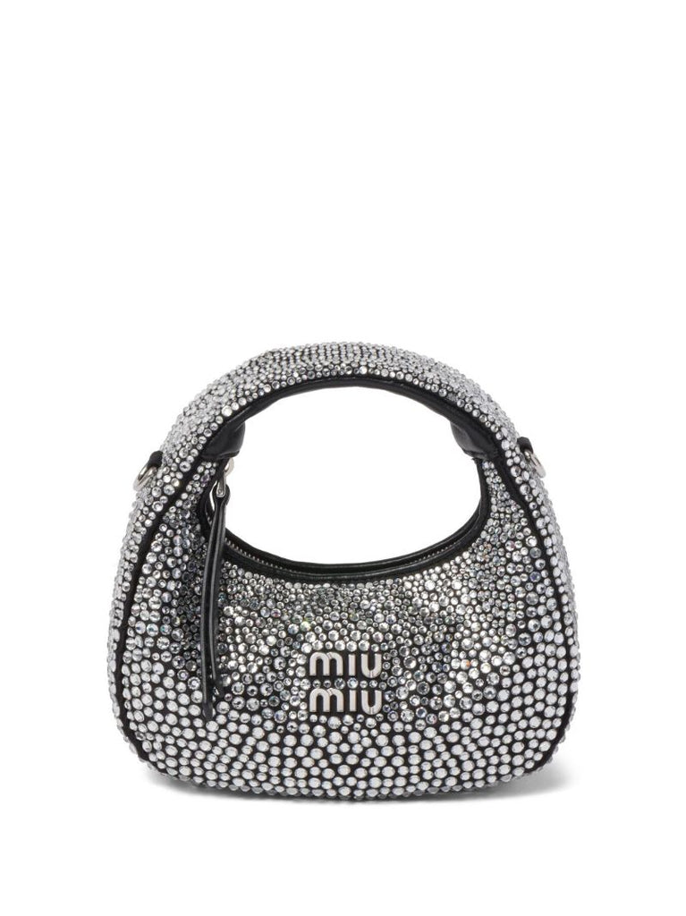 Black Wander Crystal-embellished Satin Mini Bag