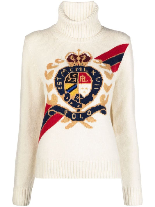 Neutral Intarsia Wool Sweater