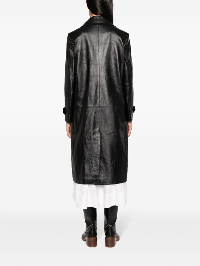Black Double-breasted Nappa Leather Coat