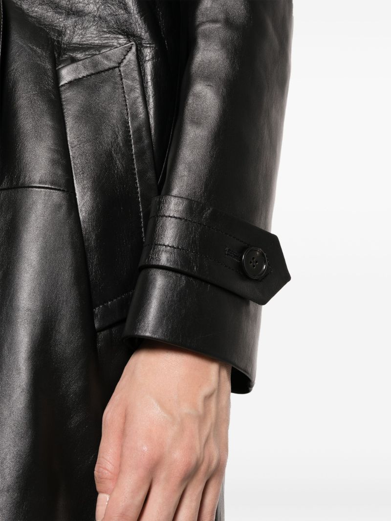 Black Double-breasted Nappa Leather Coat