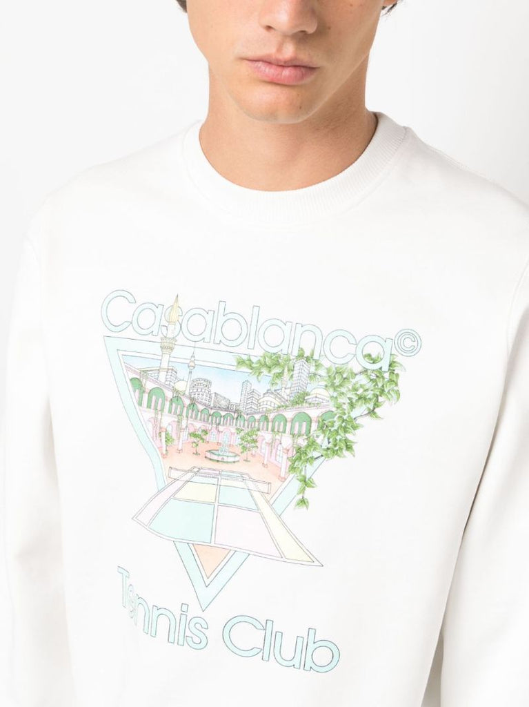 White Tennis Club Cotton Sweatshirt