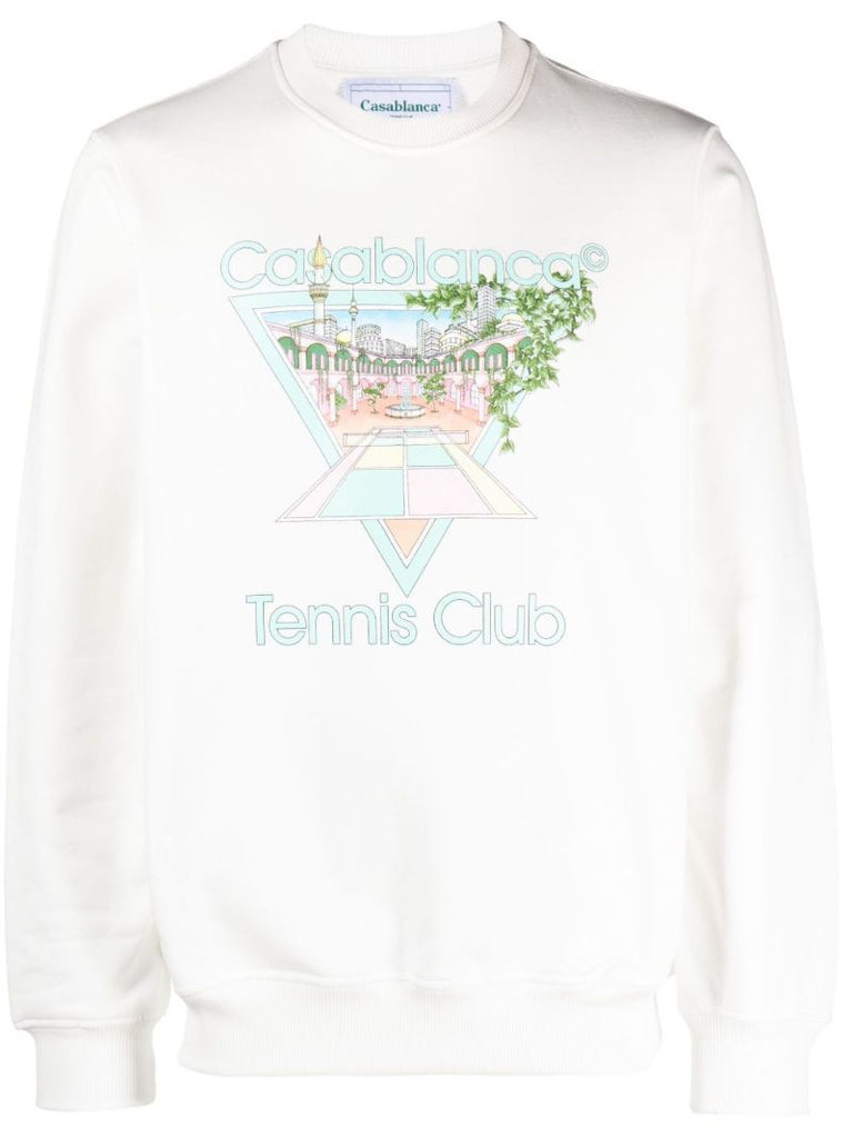 White Tennis Club Cotton Sweatshirt