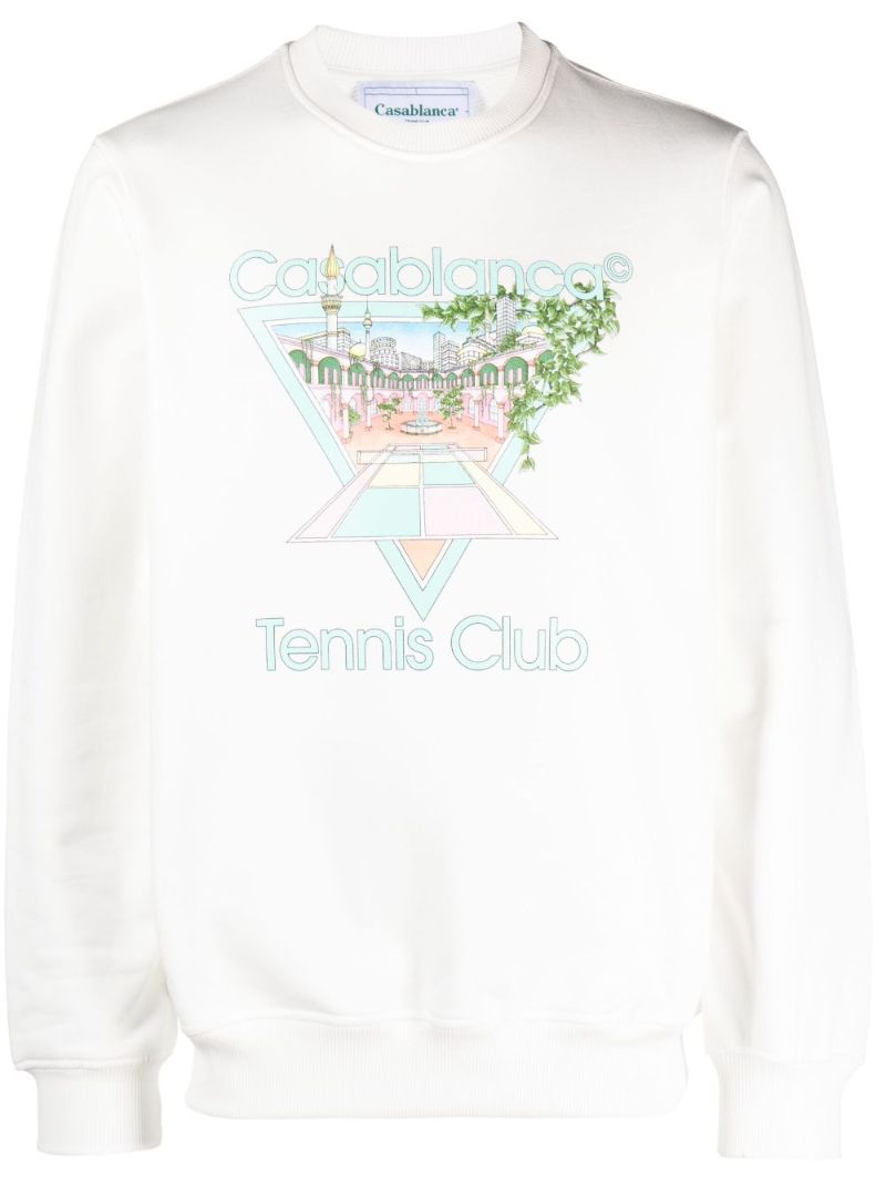 White Tennis Club Cotton Sweatshirt