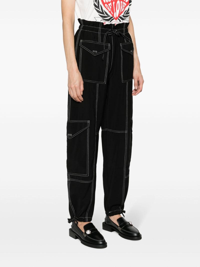Black Paperbag-waist Cargo Trousers