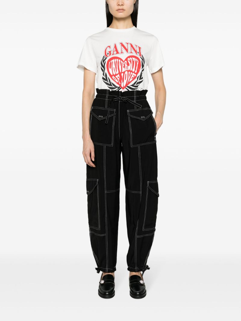 Black Paperbag-waist Cargo Trousers