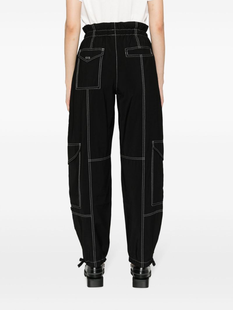 Black Paperbag-waist Cargo Trousers