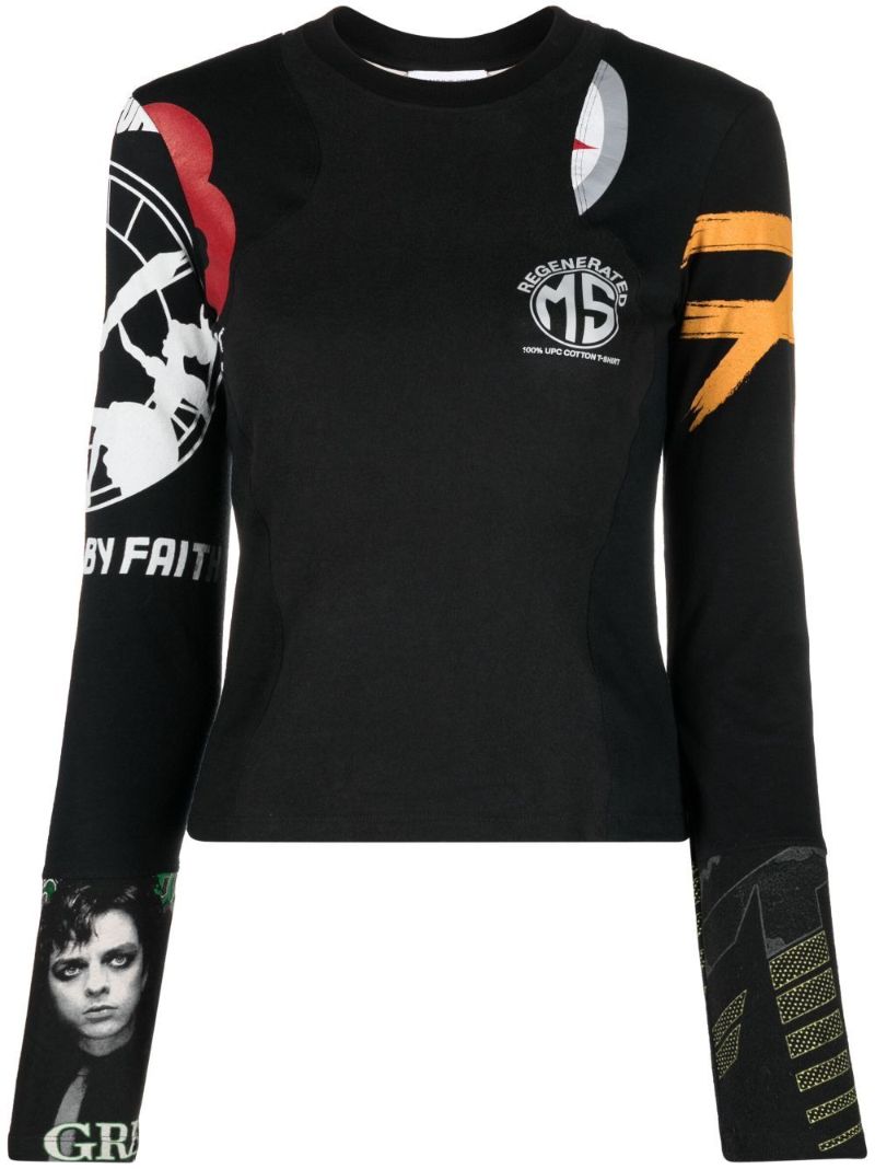 Black Regenerated Patchwork Top