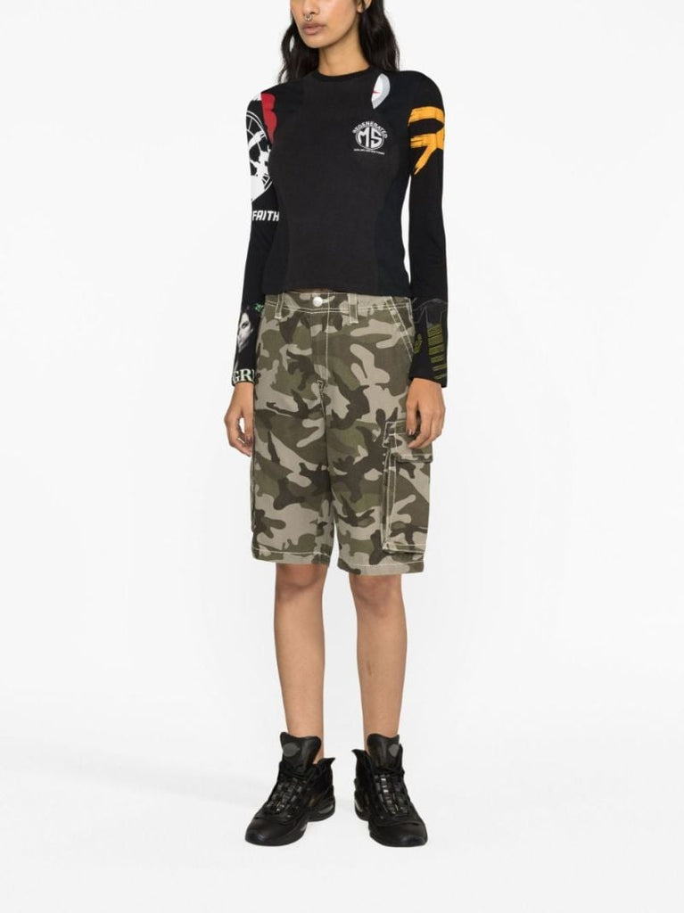 Black Regenerated Patchwork Top