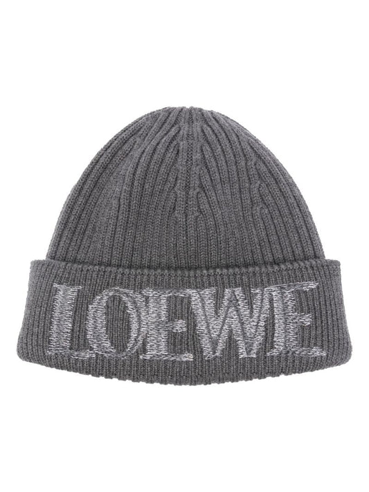 Grey Logo-embroidered Wool Beanie