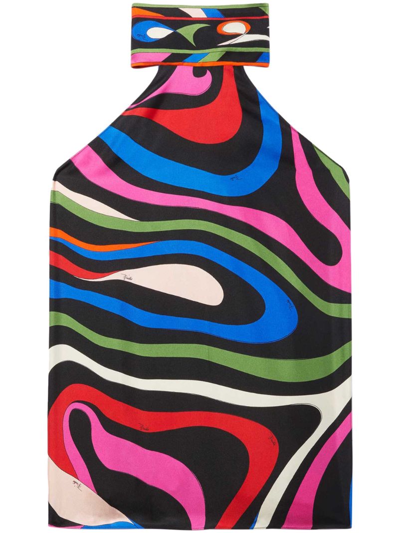 Pink Marmo-print Silk Top