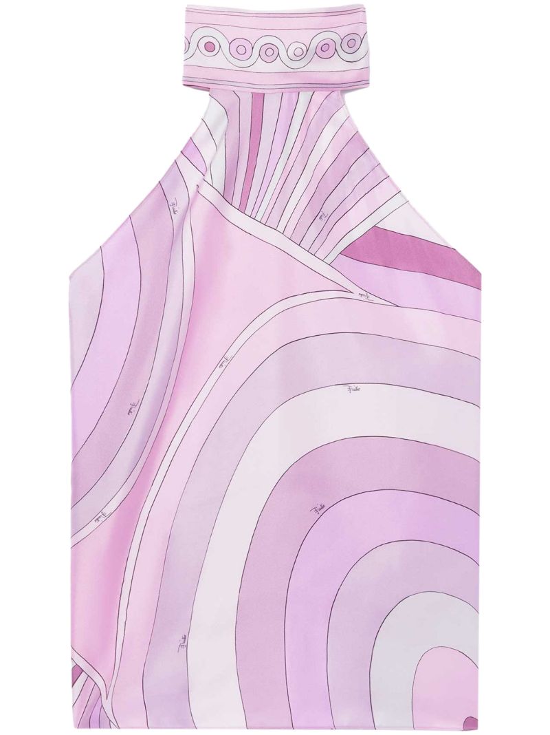 Pink Iride-print Silk Top
