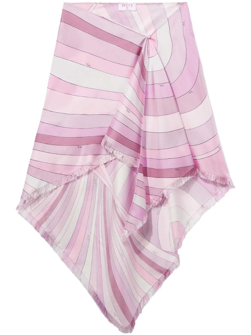 Pink Iride-print Silk Sarong Skirt