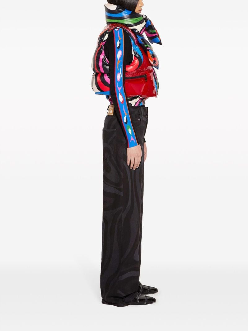Red Marmo-print Quilted Gilet