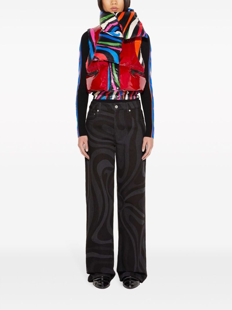 Red Marmo-print Quilted Gilet