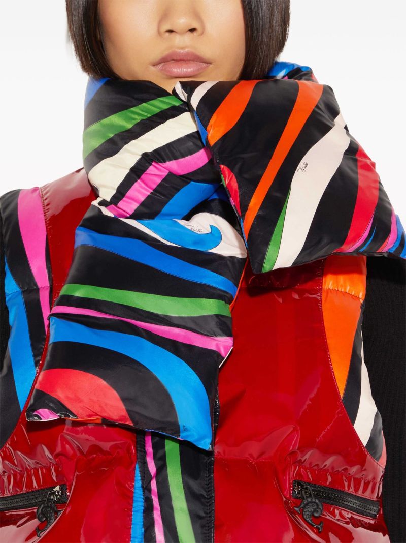 Red Marmo-print Quilted Gilet