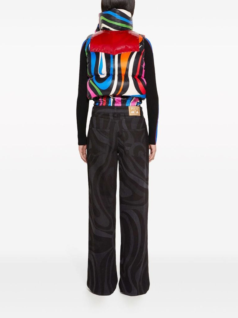 Red Marmo-print Quilted Gilet