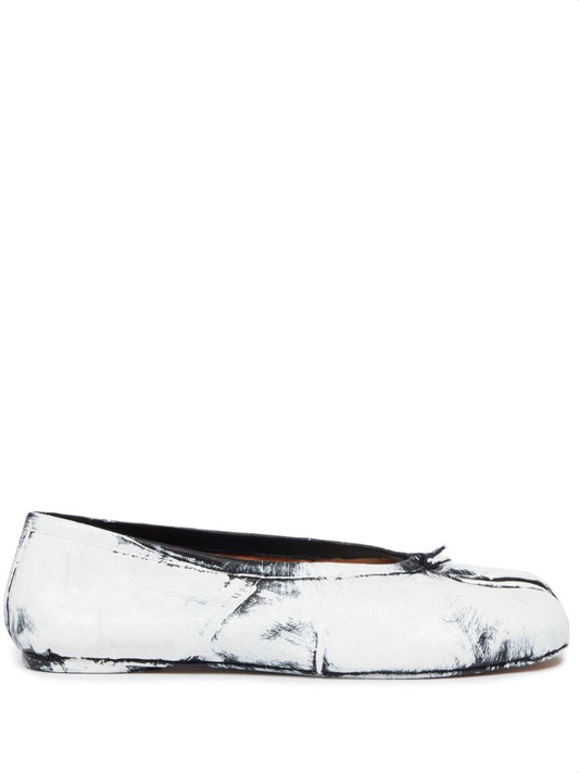 White Tabi Bleached Ballet Pumps