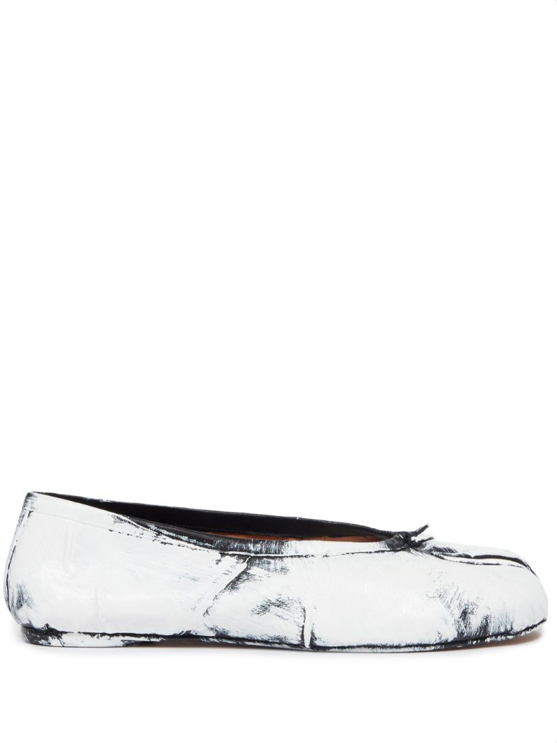 White Tabi Bleached Ballet Pumps