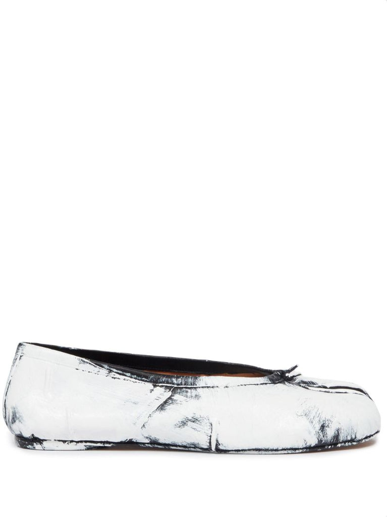 White Tabi Bleached Ballet Pumps