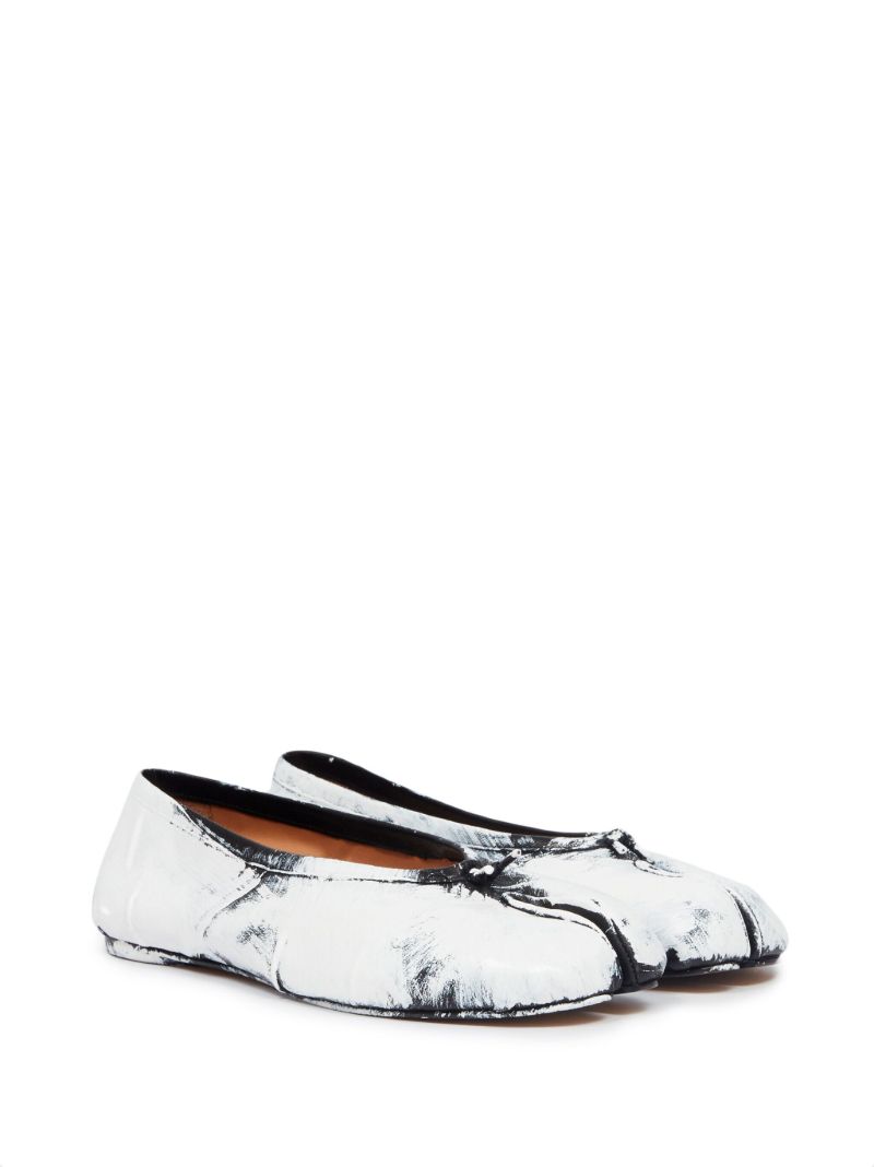 White Tabi Bleached Ballet Pumps