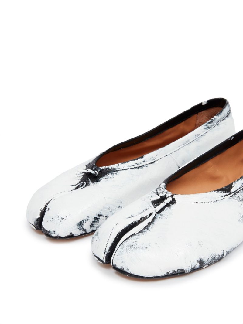 White Tabi Bleached Ballet Pumps