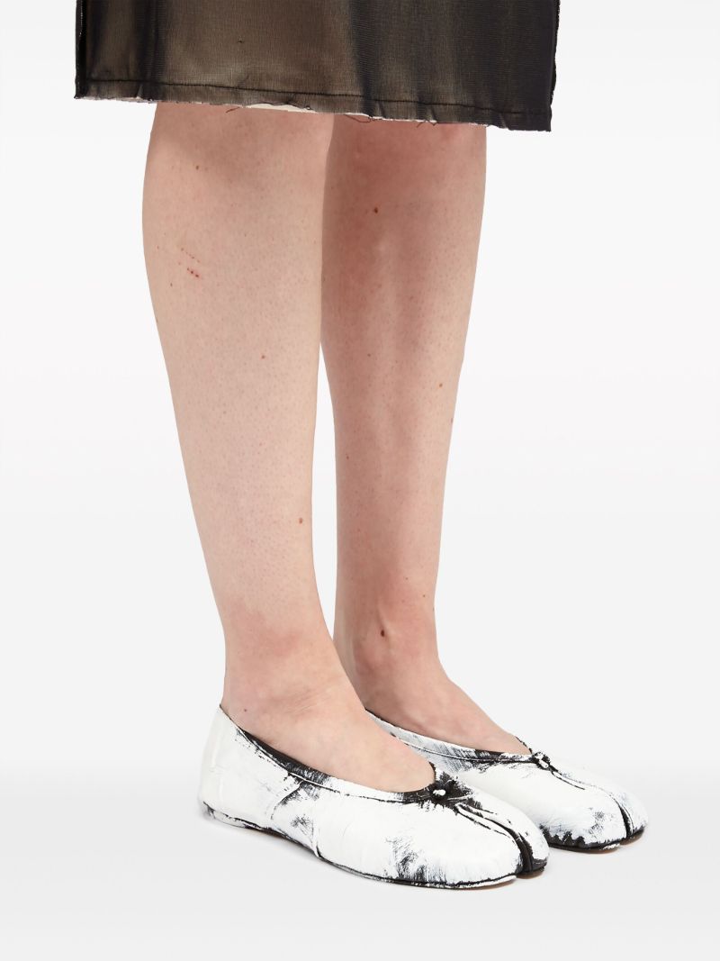 White Tabi Bleached Ballet Pumps