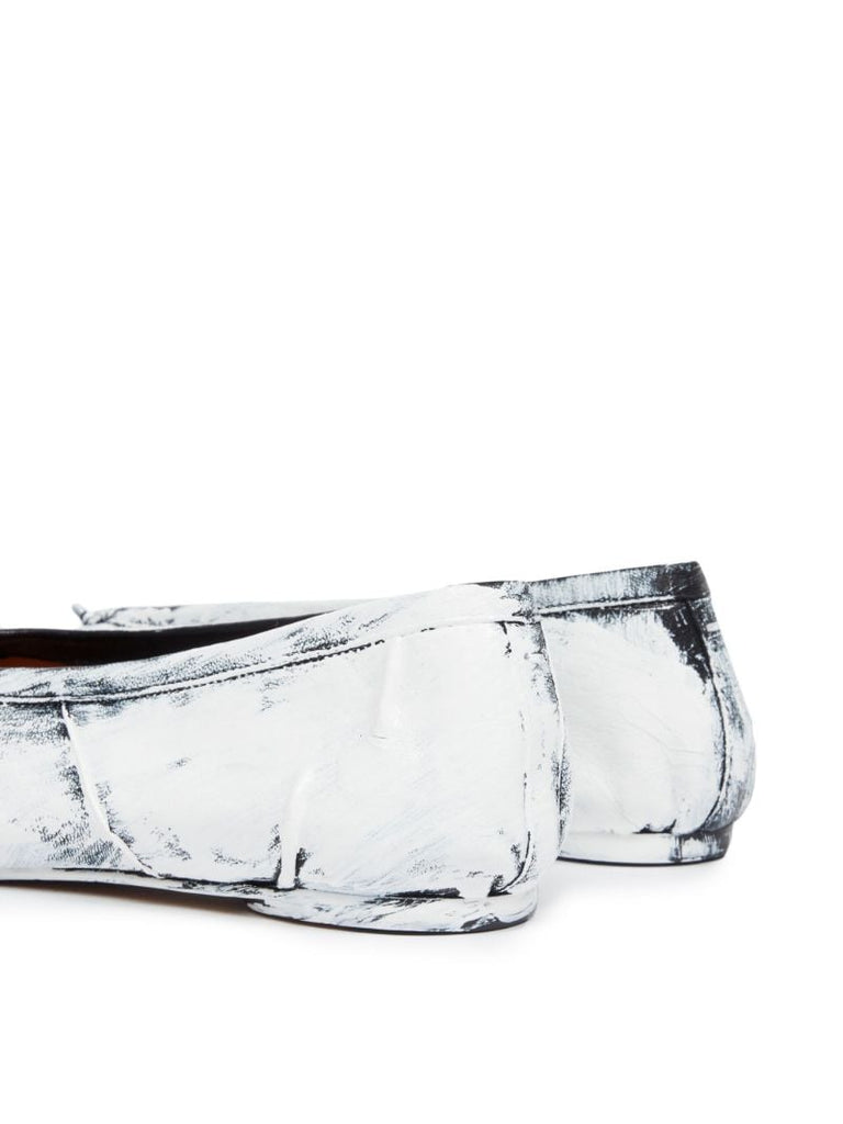 White Tabi Bleached Ballet Pumps