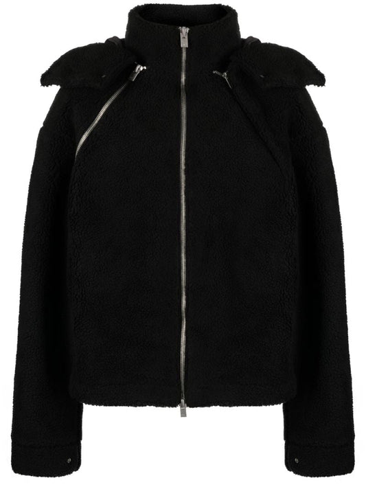 Black Truss Hooded Fleece Jacket