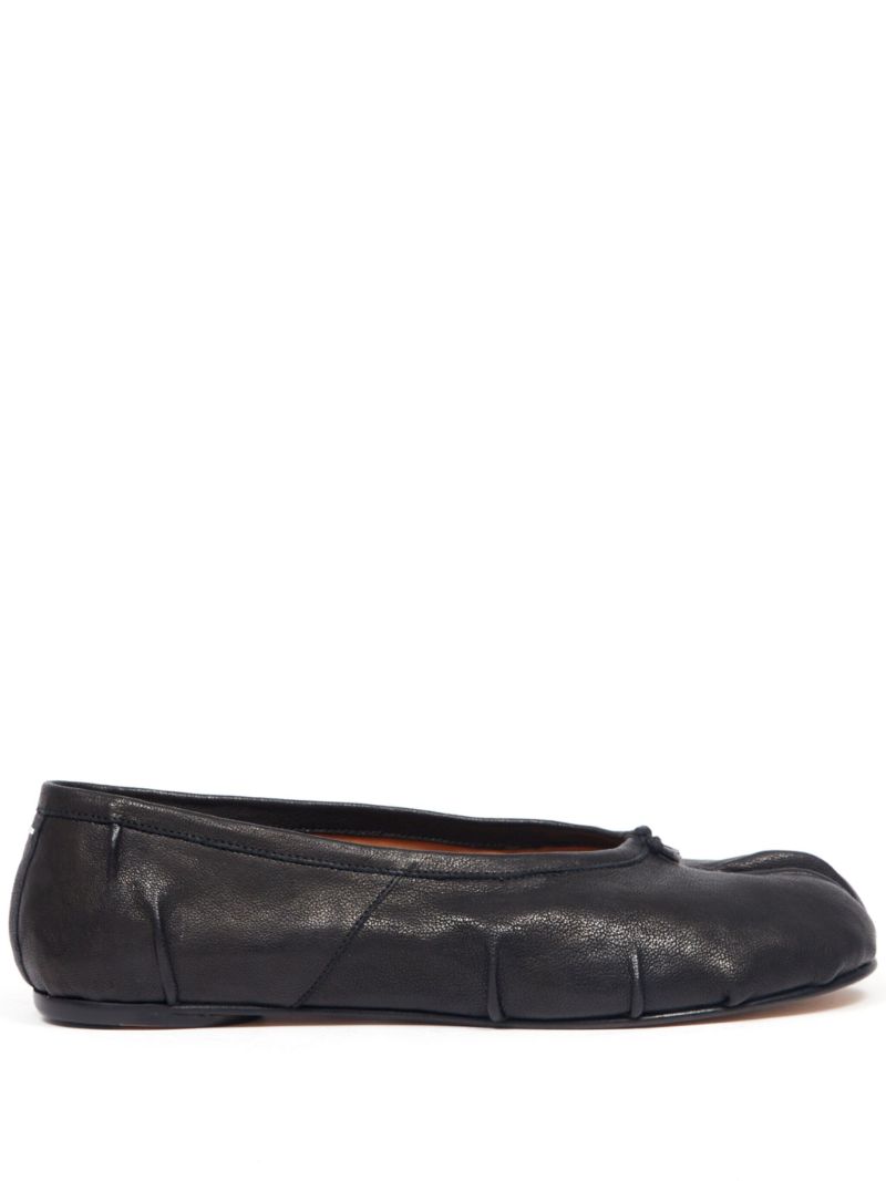 Black Tabi Leather Ballet Pumps