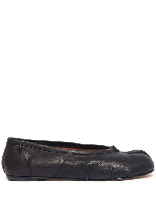 Black Tabi Leather Ballet Pumps
