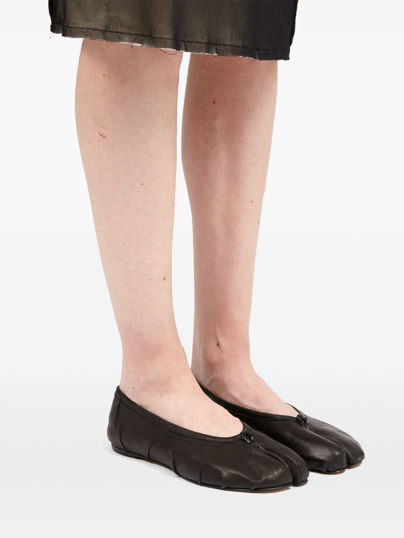 Black Tabi Leather Ballet Pumps