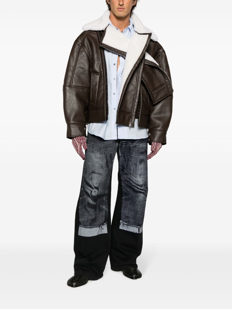 Brown Faux-shearling Biker Jacket