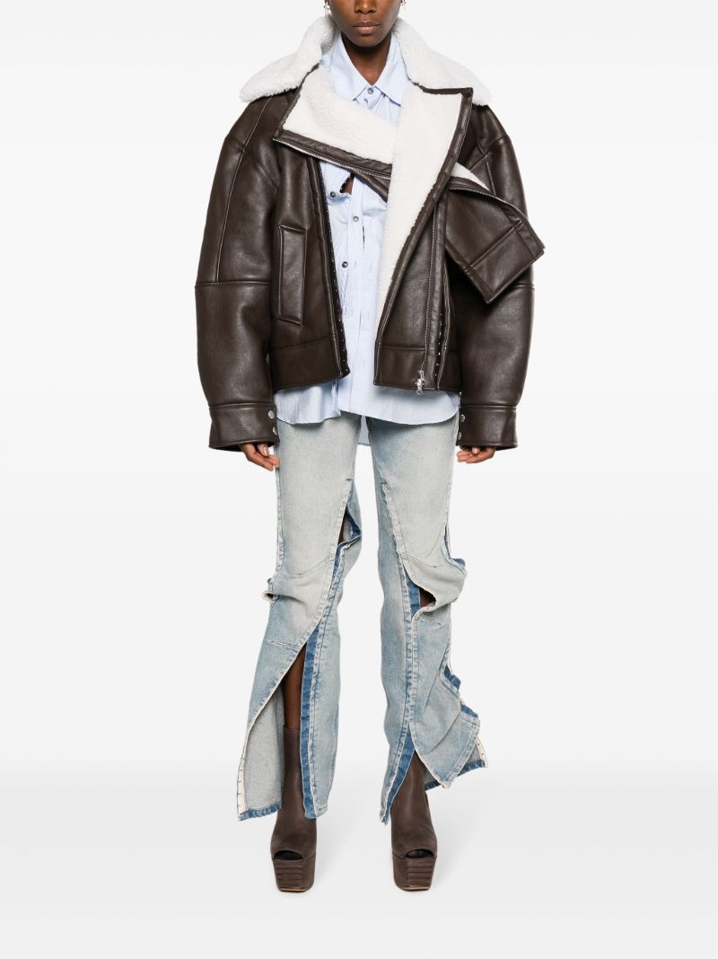 Brown Faux-shearling Biker Jacket
