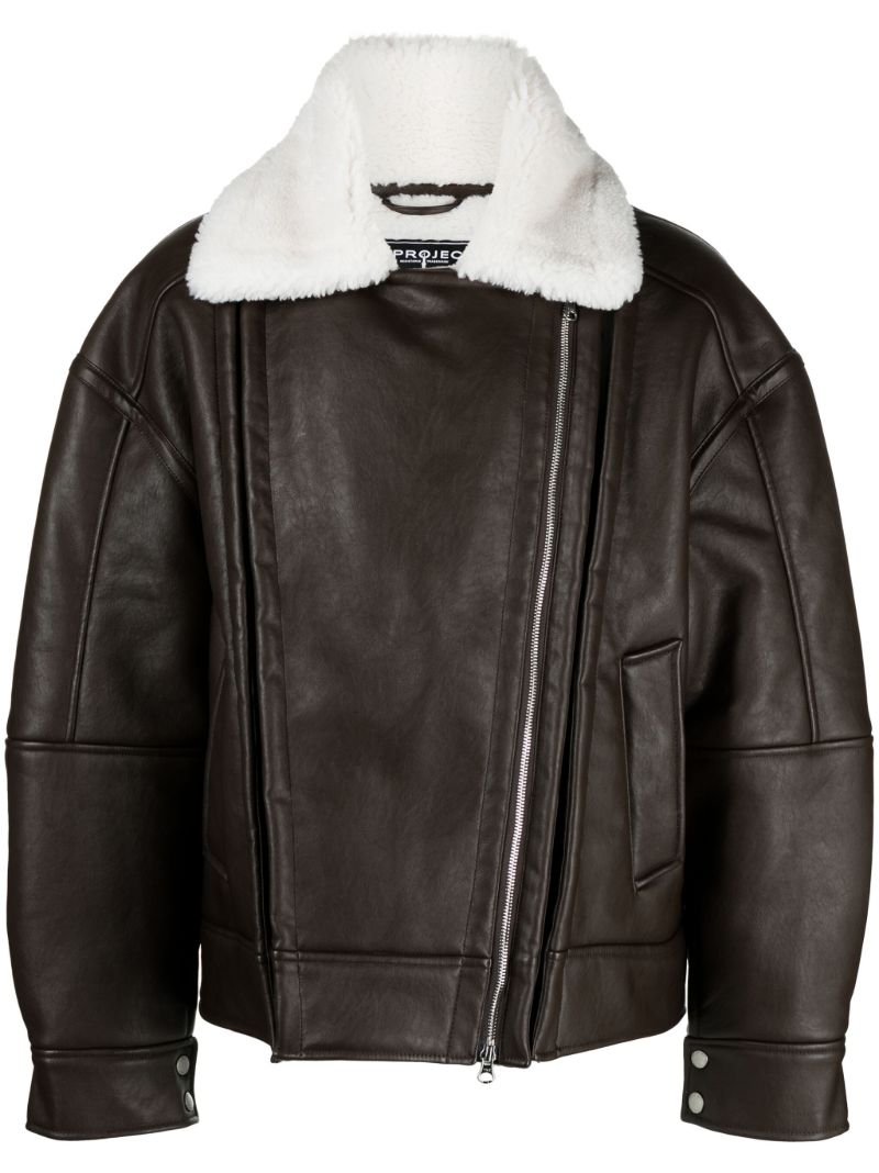 Brown Faux-shearling Biker Jacket