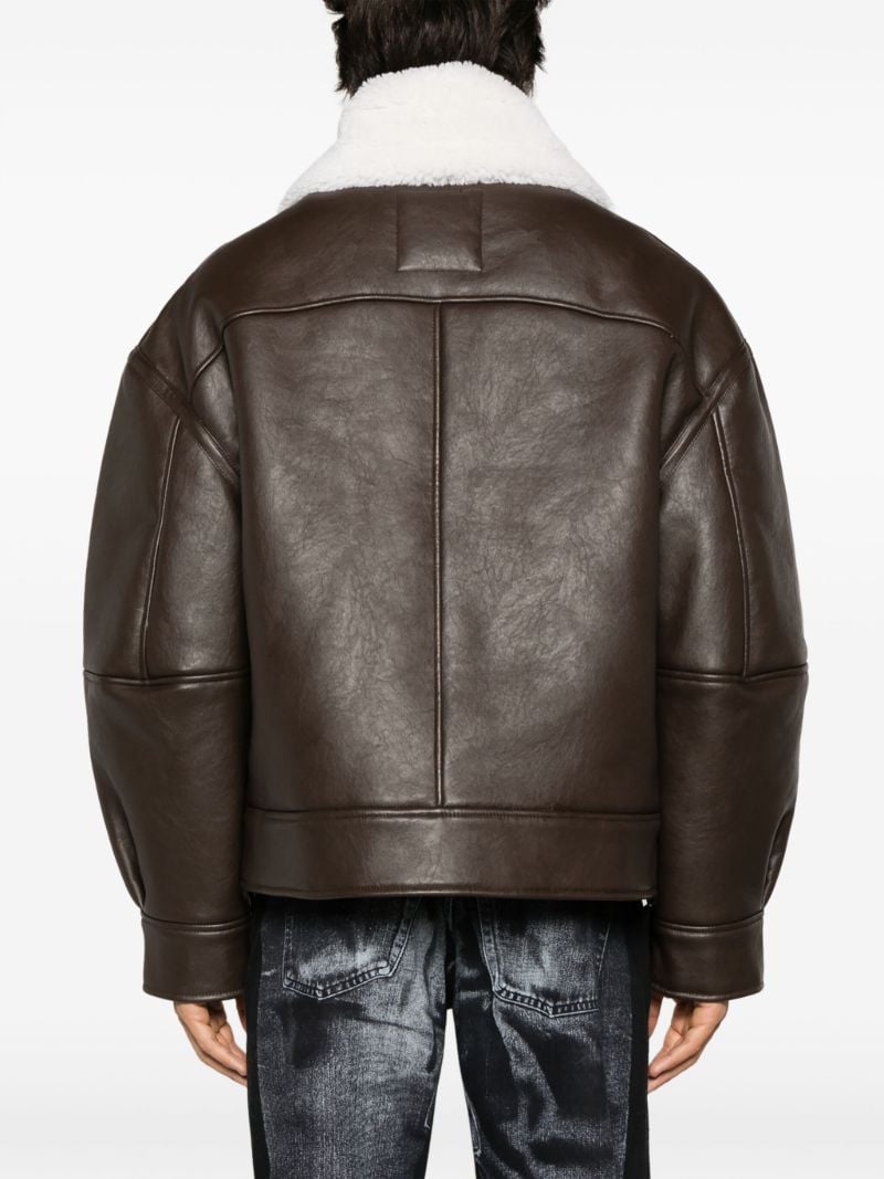 Brown Faux-shearling Biker Jacket