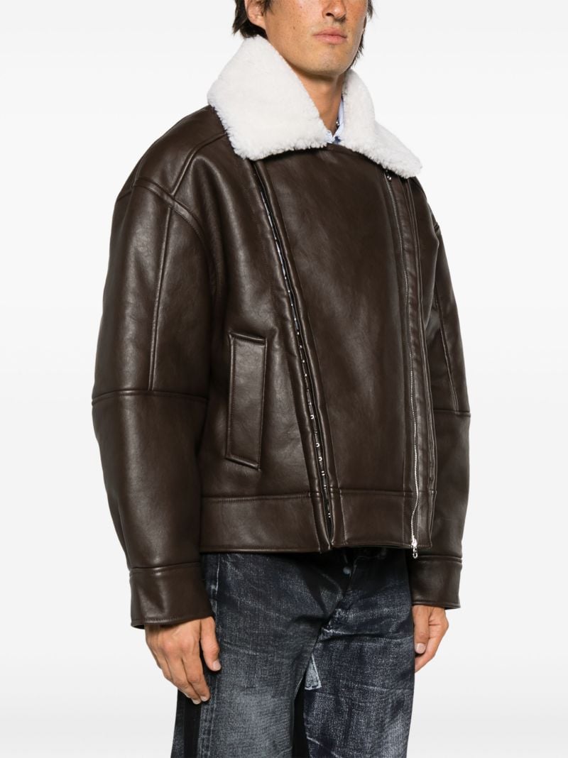 Brown Faux-shearling Biker Jacket