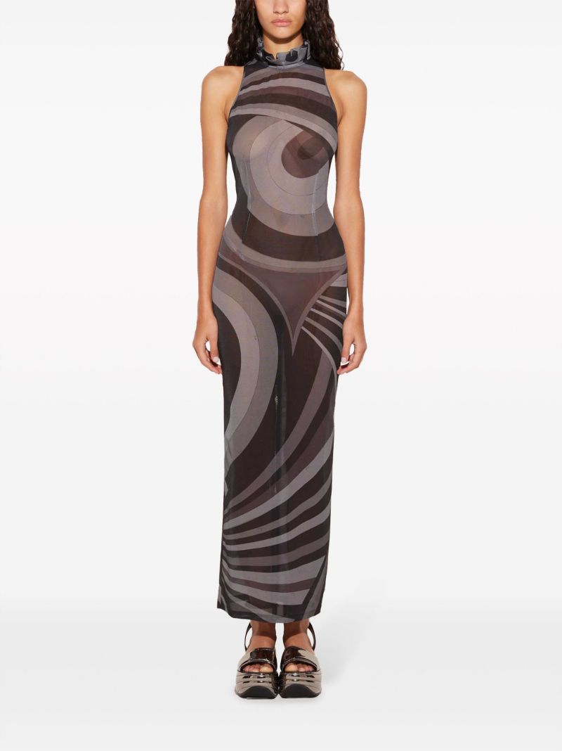 Grey Iride-print Maxi Dress