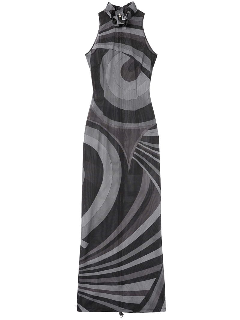 Grey Iride-print Maxi Dress