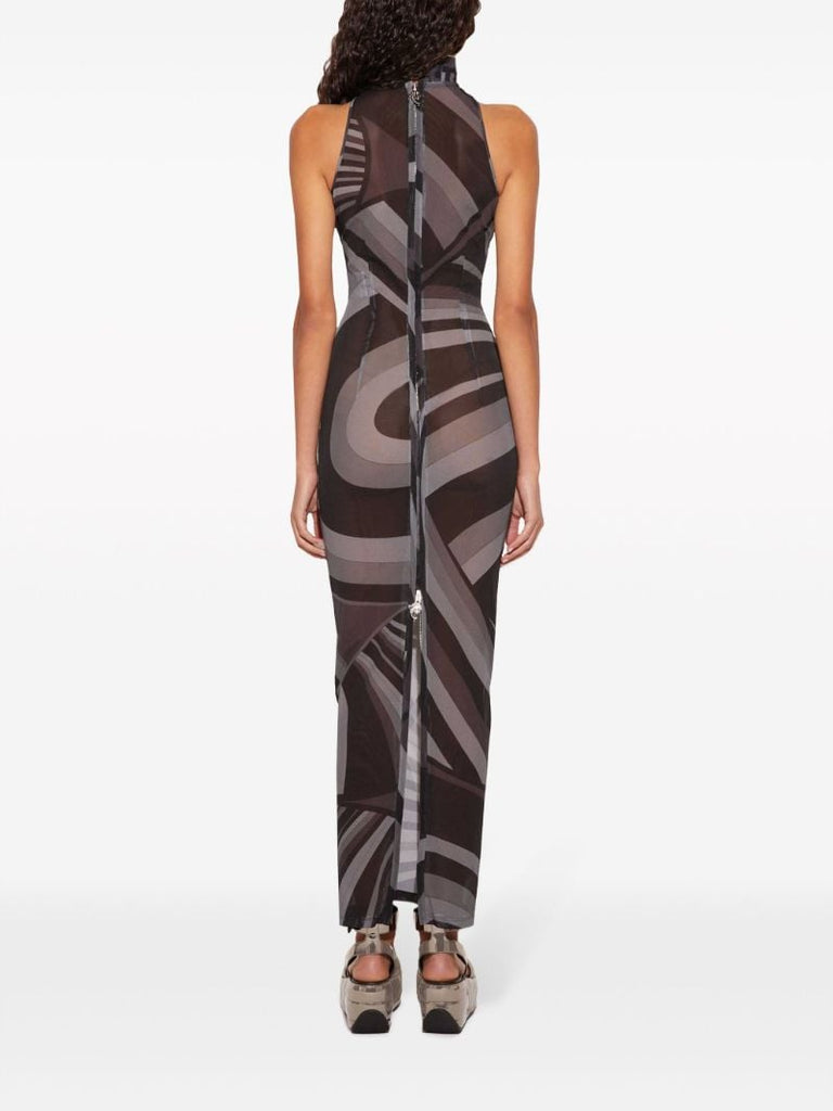 Grey Iride-print Maxi Dress