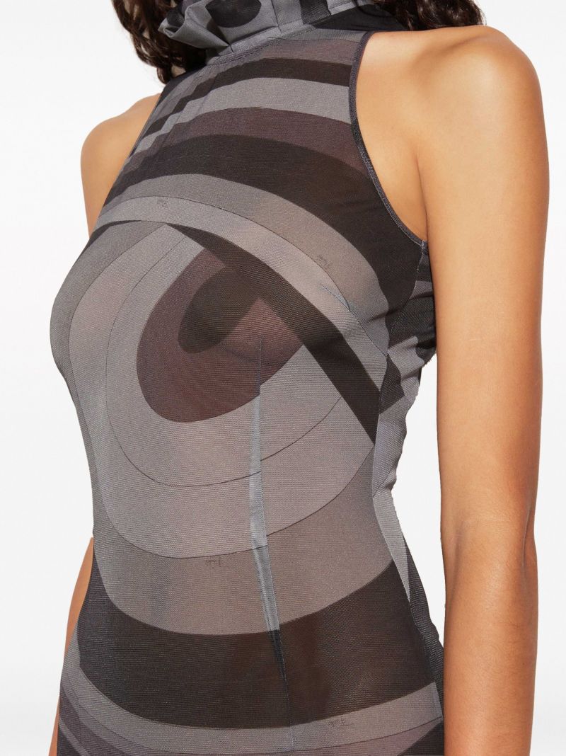 Grey Iride-print Maxi Dress