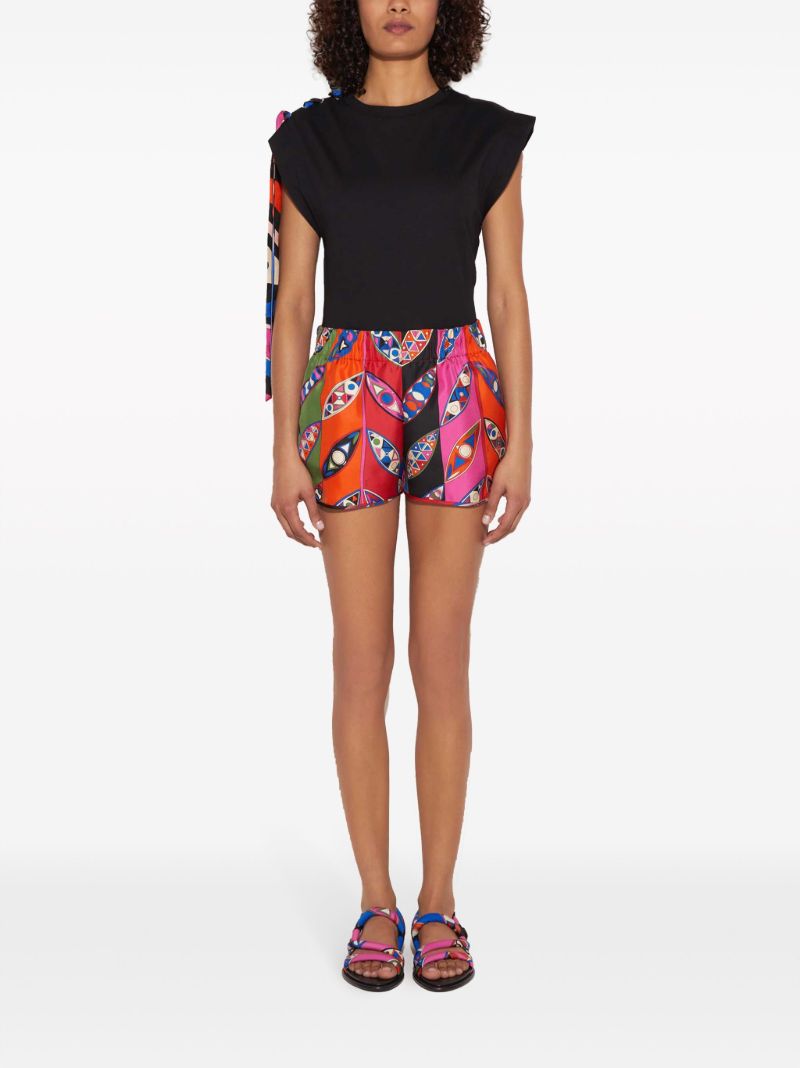 Pink Girandole-print Silk Shorts