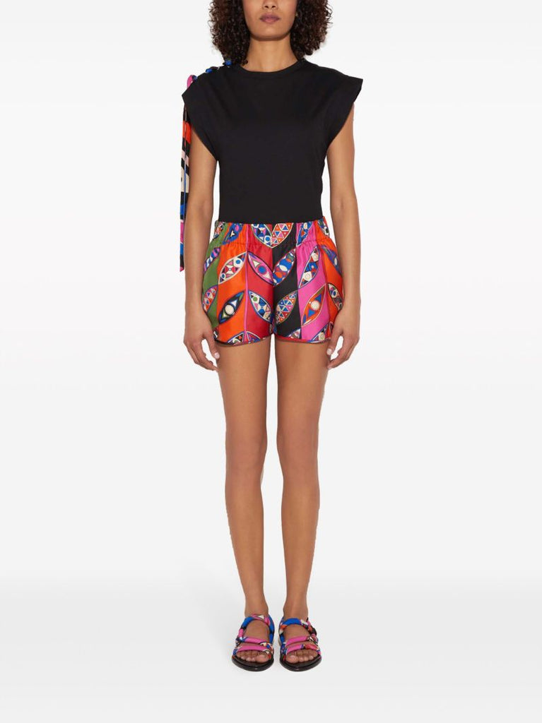 Pink Girandole-print Silk Shorts