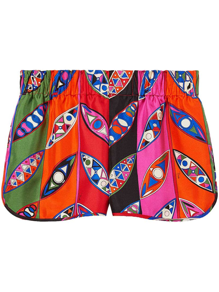 Pink Girandole-print Silk Shorts