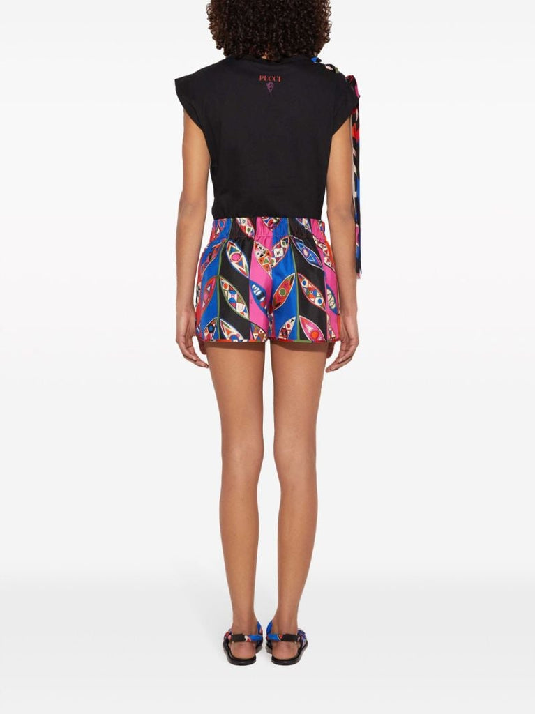 Pink Girandole-print Silk Shorts