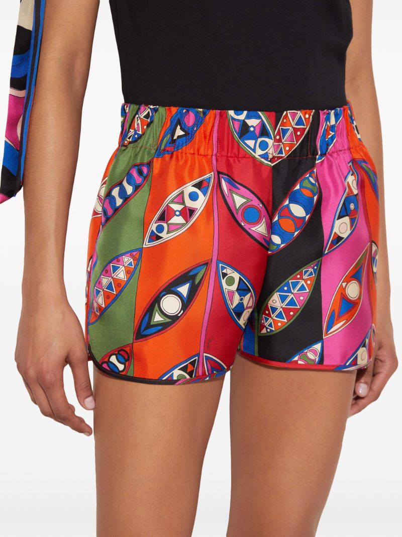 Pink Girandole-print Silk Shorts
