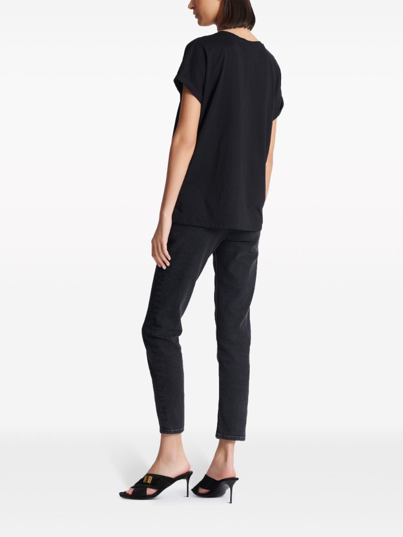 Black Flocked Logo Cotton T-shirt